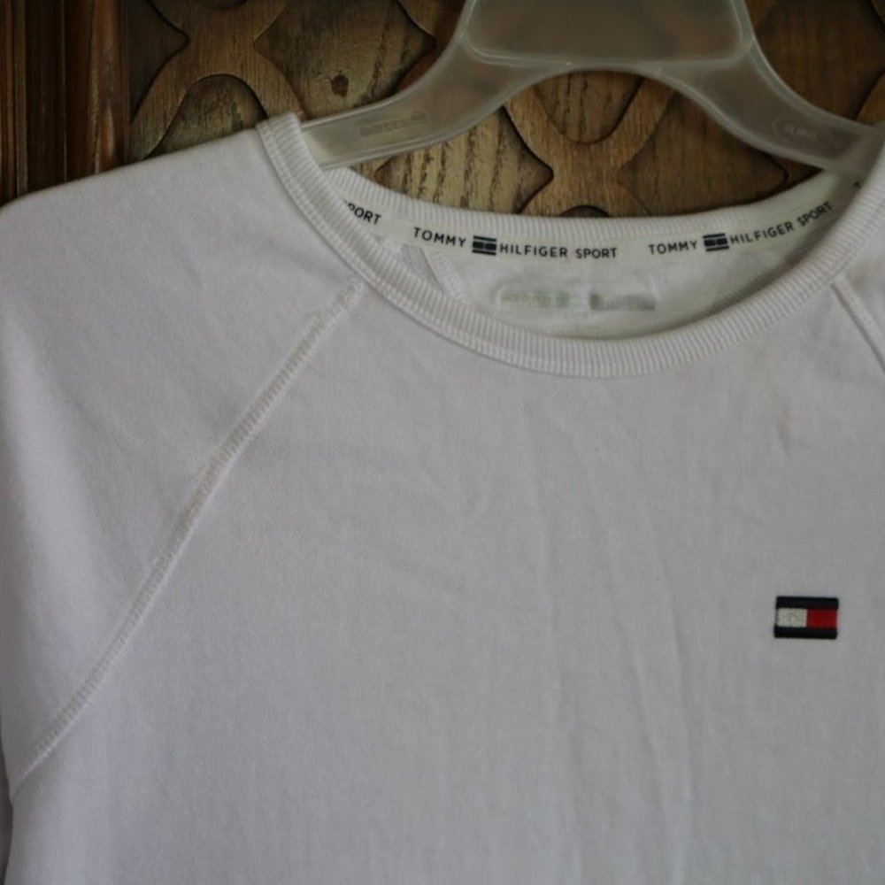 TOMMY HILFIGER SPORT Oversized Cropped Sweatshirt - White/stripes, Size S - Picture 4 of 14